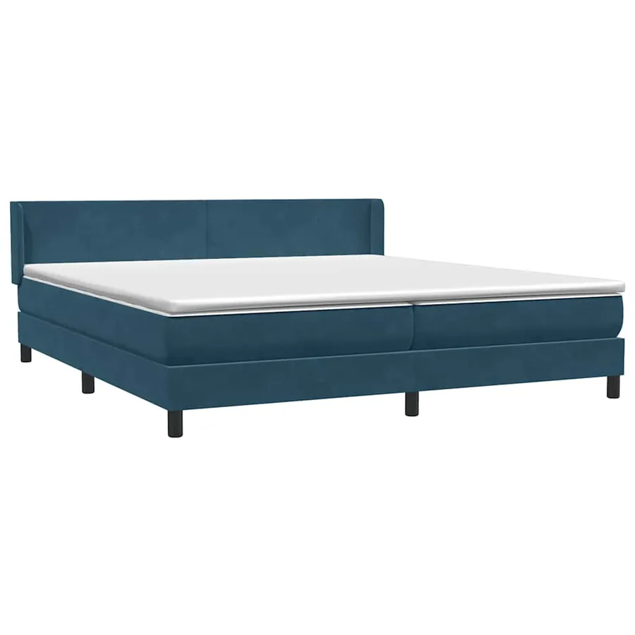 Sommier à lattes de lit et matelas bleu foncé 180x220cm velours - 4