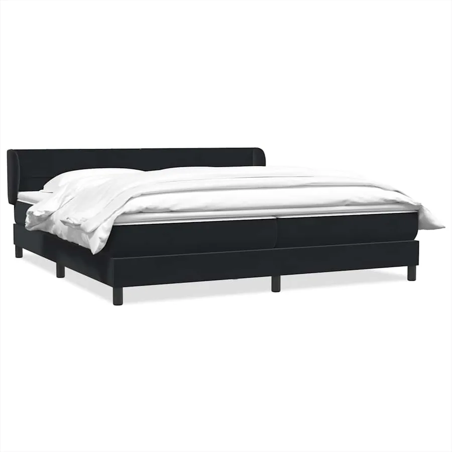 Sommier à lattes de lit avec matelas noir 180x220 cm velours - 2