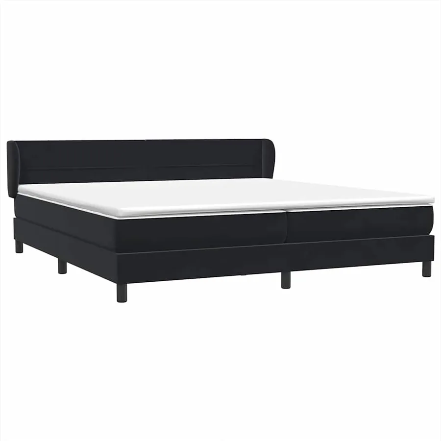 Sommier à lattes de lit avec matelas noir 180x220 cm velours - 4