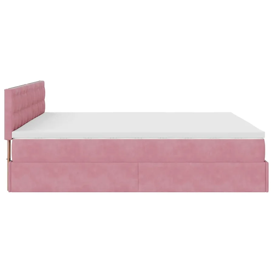 Cadre de lit ottoman avec matelas rose 160x200 cm velours - 10