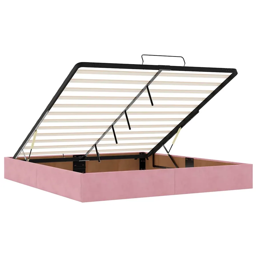 Cadre de lit ottoman avec matelas rose 160x200 cm velours - 12