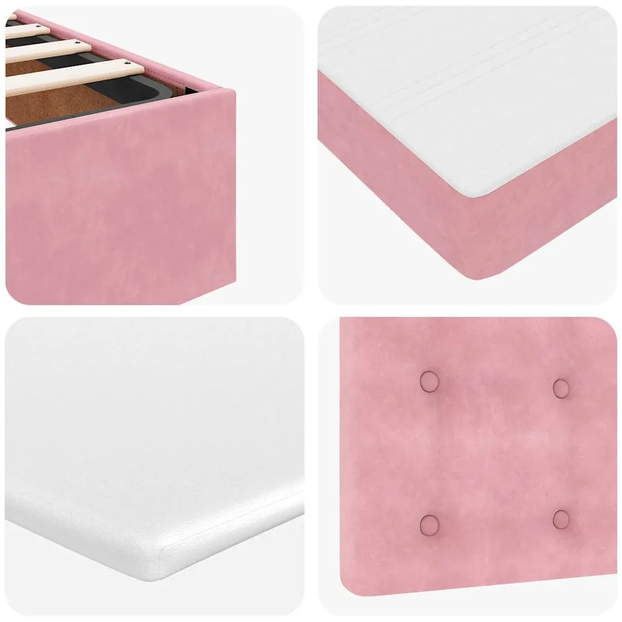Cadre de lit ottoman avec matelas rose 160x200 cm velours - 13