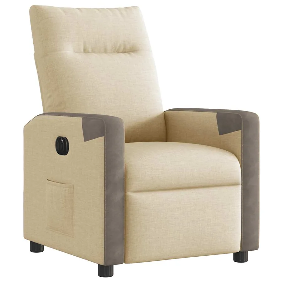Fauteuil inclinable électrique Crème Tissu - 5