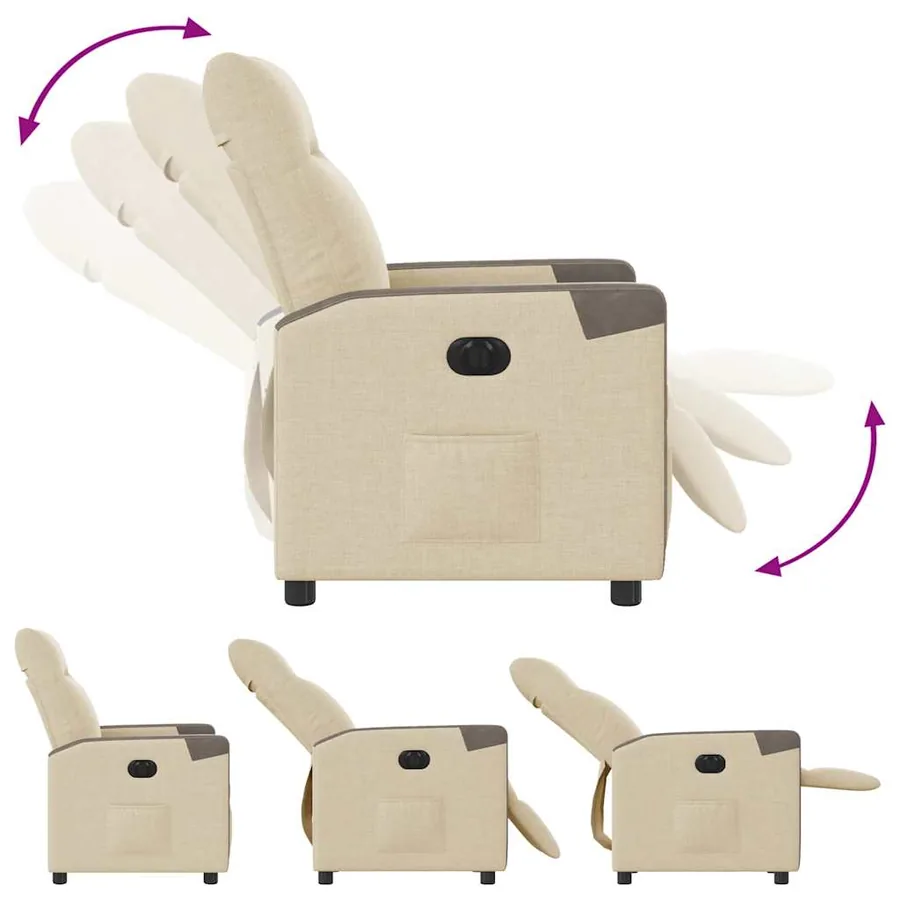 Fauteuil inclinable électrique Crème Tissu - 8