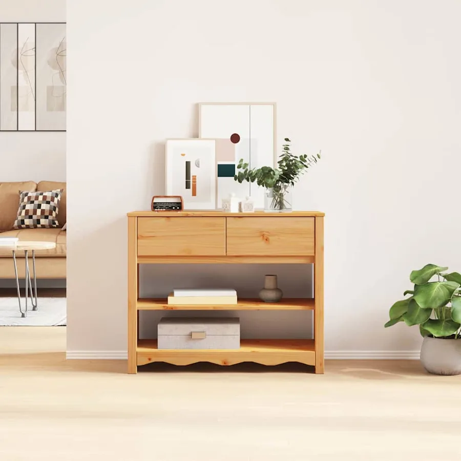 Table console avec tiroir Drammen Chêne 89,5 x 37 x 73 cm - 4