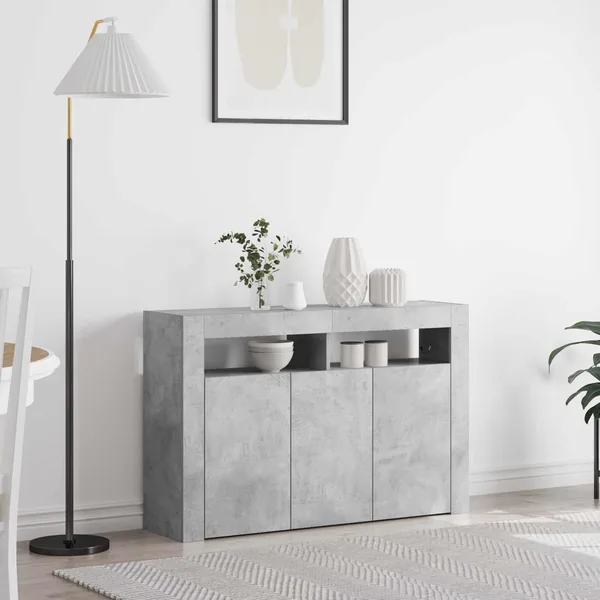 Buffet Gris béton 116 x 30 x 75 cm Bois d'ingénierie