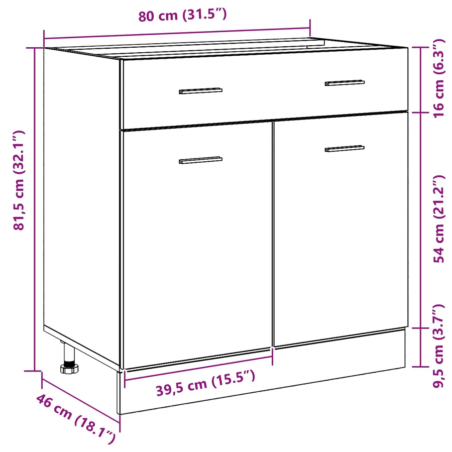 Armoire suspendue avec tiroir Chêne noir 80 x 31 x 81,5 cm - 13
