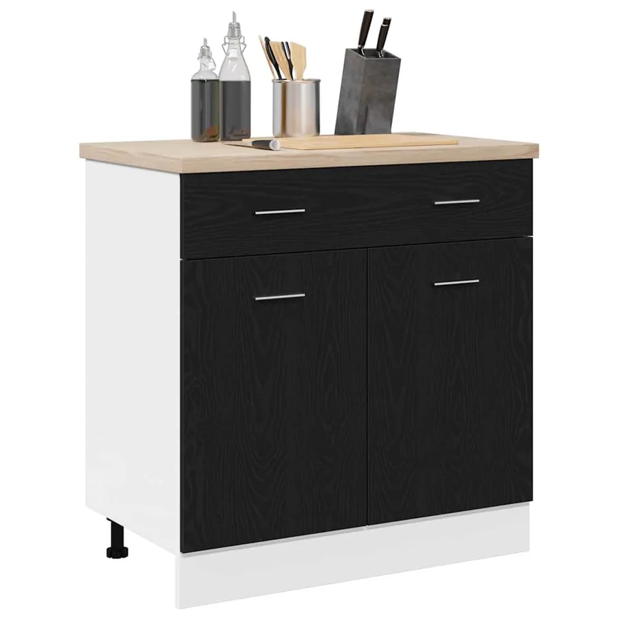 Armoire suspendue avec tiroir Chêne noir 80 x 31 x 81,5 cm - 3