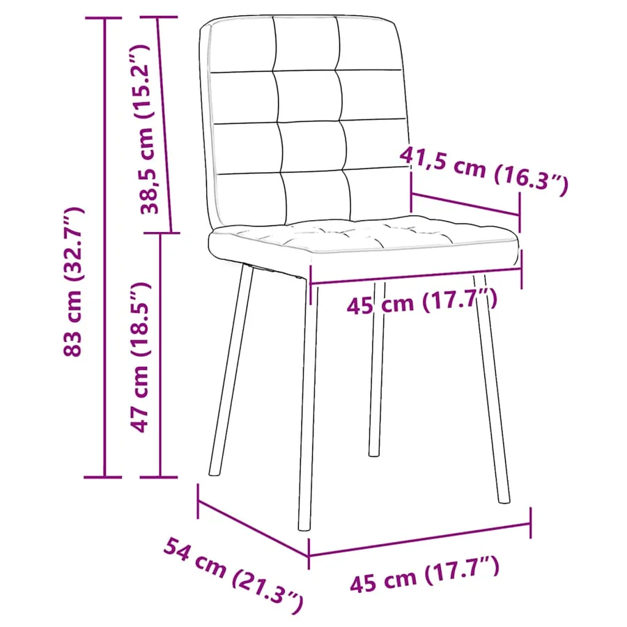 Chaises à manger lot de 2 Noir Velours - 9