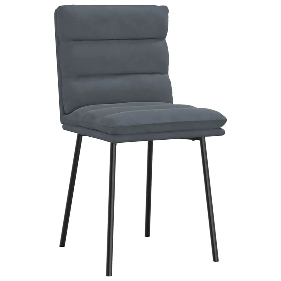 Chaises à manger lot de 4 Gris foncé Velours - 3