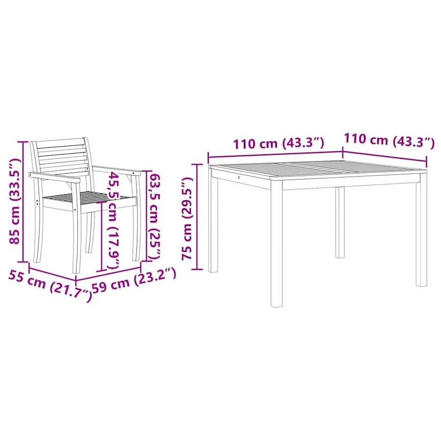 Ensemble de salle à manger pour jardin 3 pcs Marron - 10