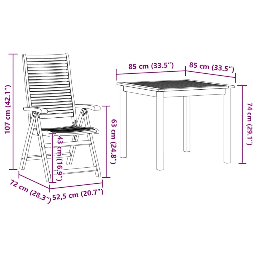 Ensemble de salle à manger pour jardin 5 pcs Marron - 13