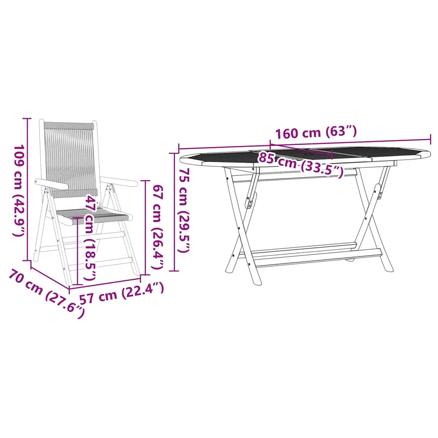 Ensemble de salle à manger pour jardin 7 pcs Beige - 8