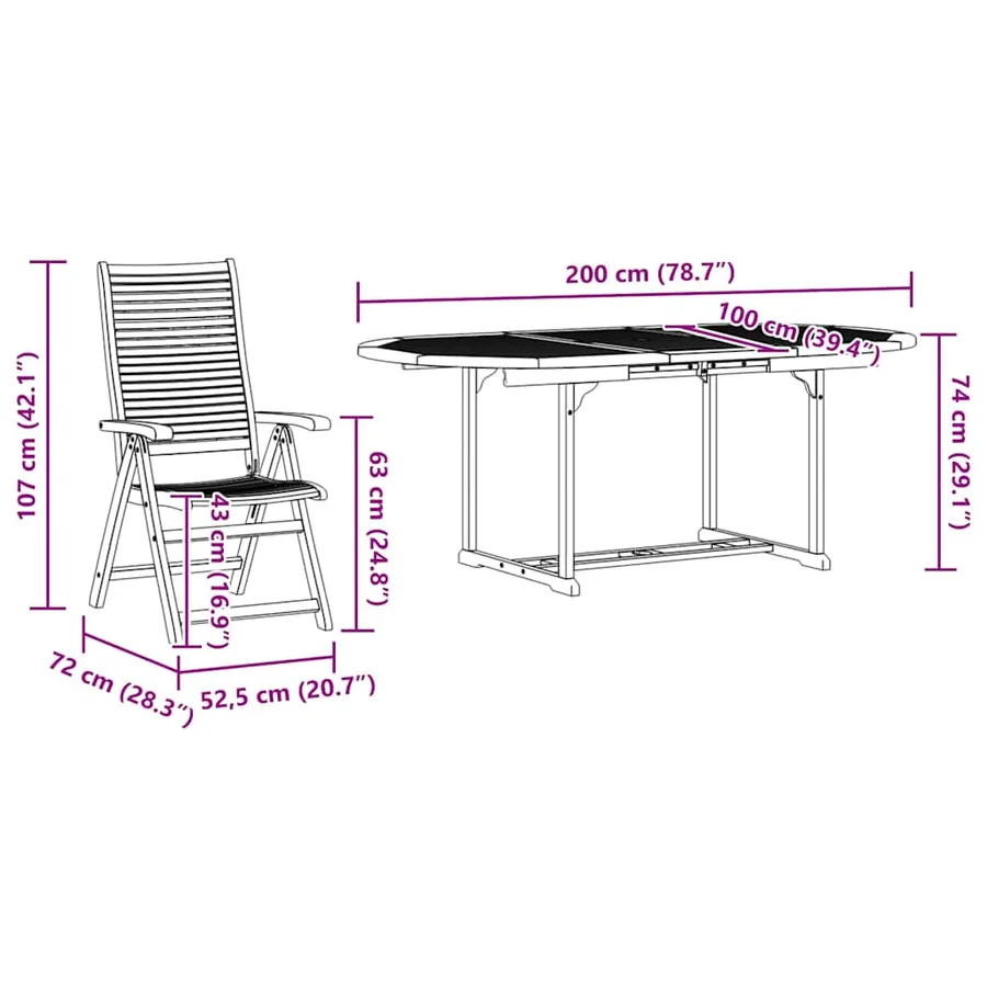 Ensemble de salle à manger pour jardin 7 pcs Marron - 14