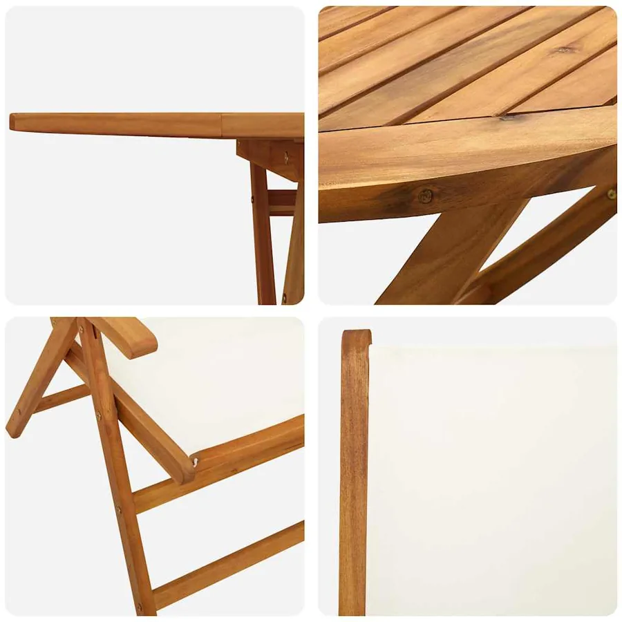Ensemble de salle à manger pour jardin 7 pcs Blanc crème - 8