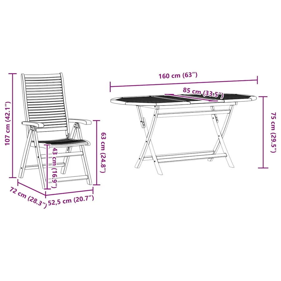 Ensemble de salle à manger pour jardin 7 pcs Marron - 13