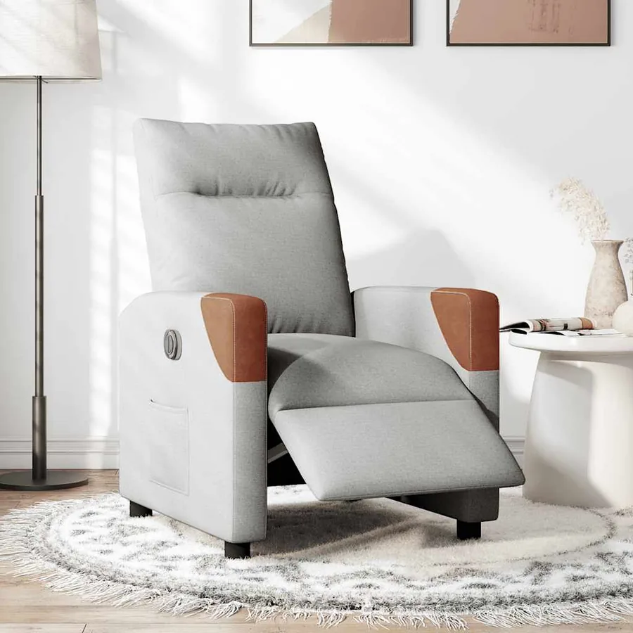 Fauteuil inclinable électrique gris nuage tissu - 2