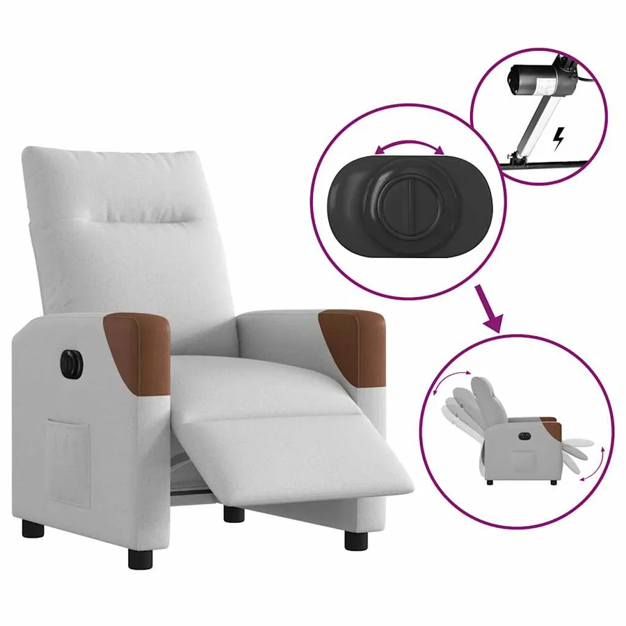 Fauteuil inclinable électrique gris nuage tissu - 9