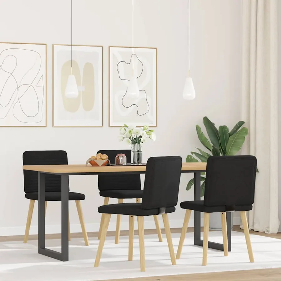 Chaises à manger lot de 4 noir tissu - 2
