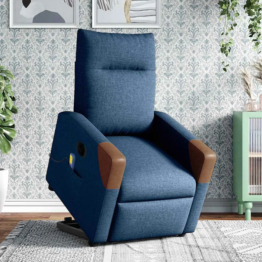 Fauteuil inclinable de massage électrique bleu tissu - 2