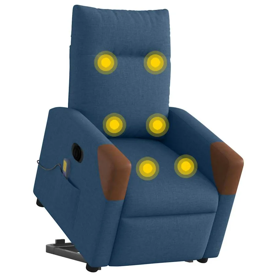 Fauteuil inclinable de massage électrique bleu tissu - 3