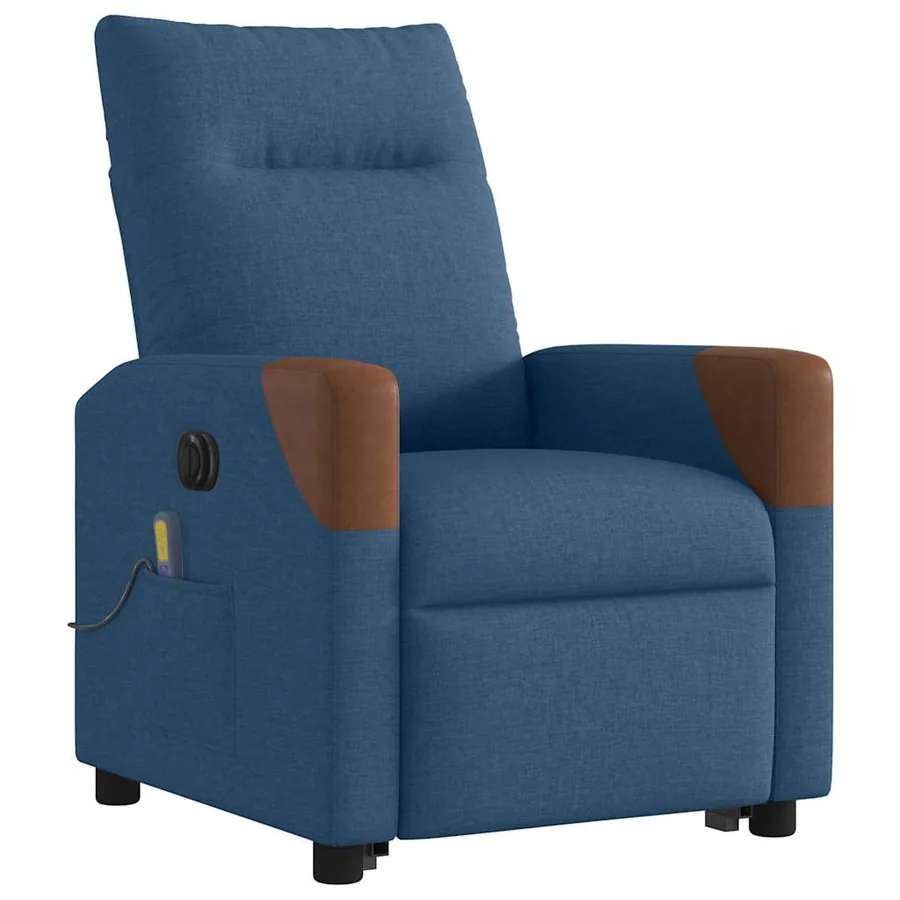 Fauteuil inclinable de massage électrique bleu tissu - 4