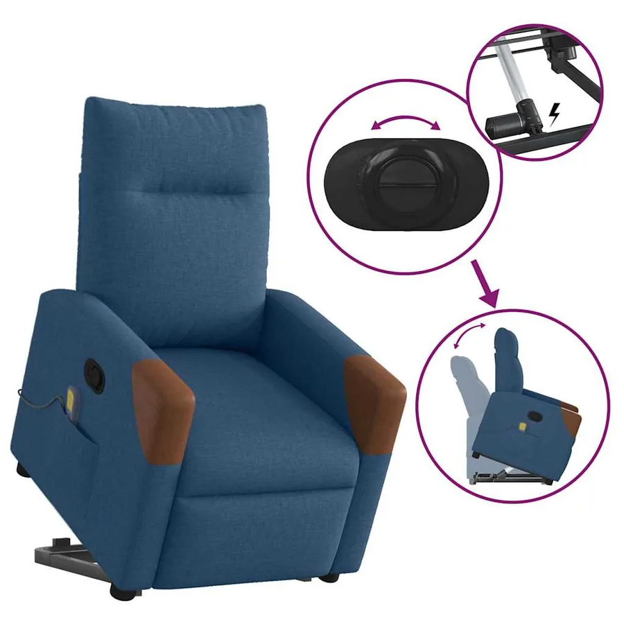 Fauteuil de massage inclinable Bleu Tissu - 9