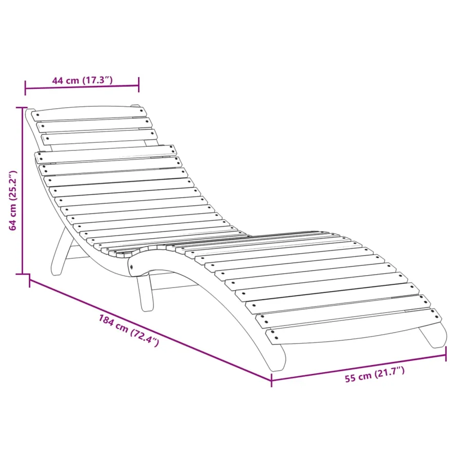 Chaises longues lot de 2 gris 184x55x64 cm bois massif acacia - 7