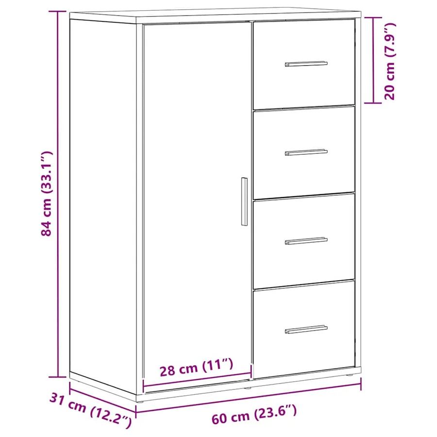 Buffet Chêne artisanal 60 x 31 x 84 cm Bois d'ingénierie - 10