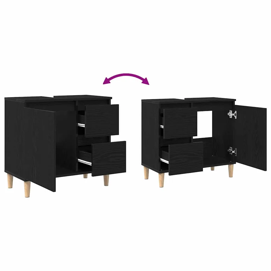 Cabinet de salle de bain avec tiroir Chêne noir 65 x 33 x 60 cm - 13