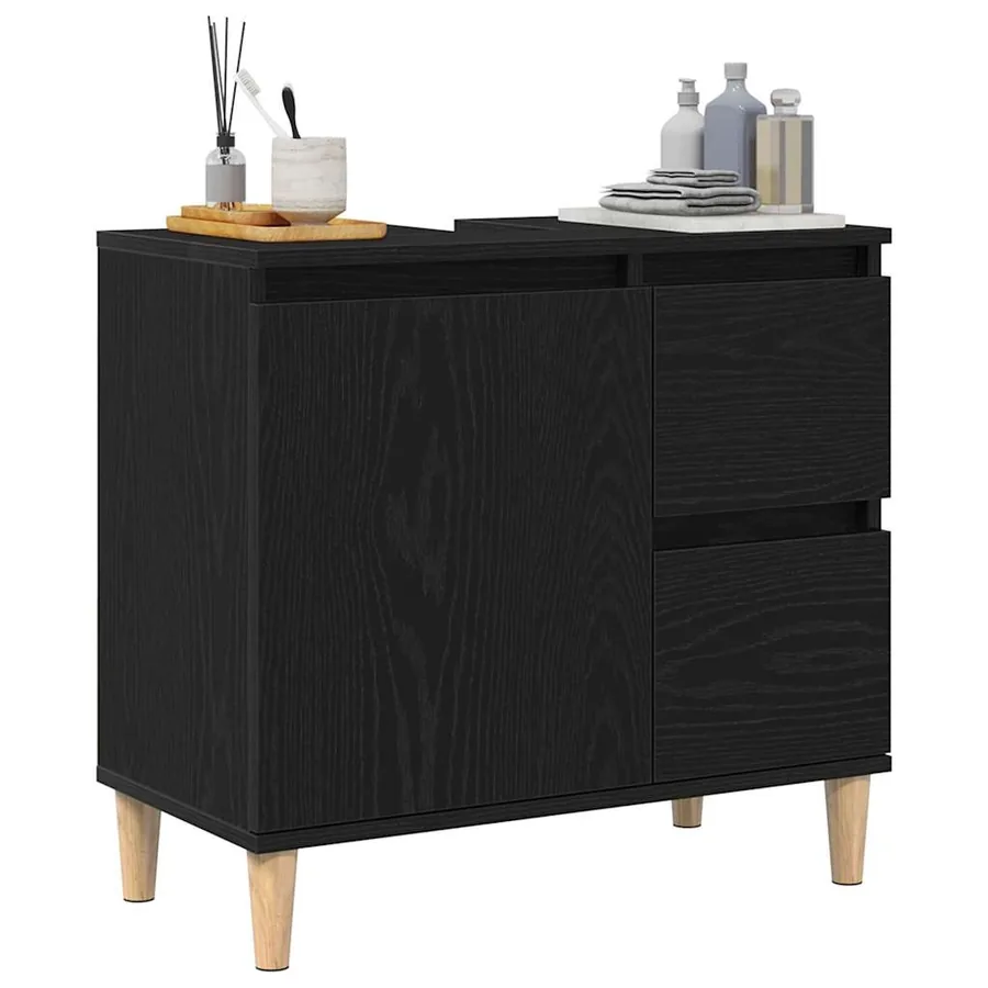 Cabinet de salle de bain avec tiroir Chêne noir 65 x 33 x 60 cm - 3