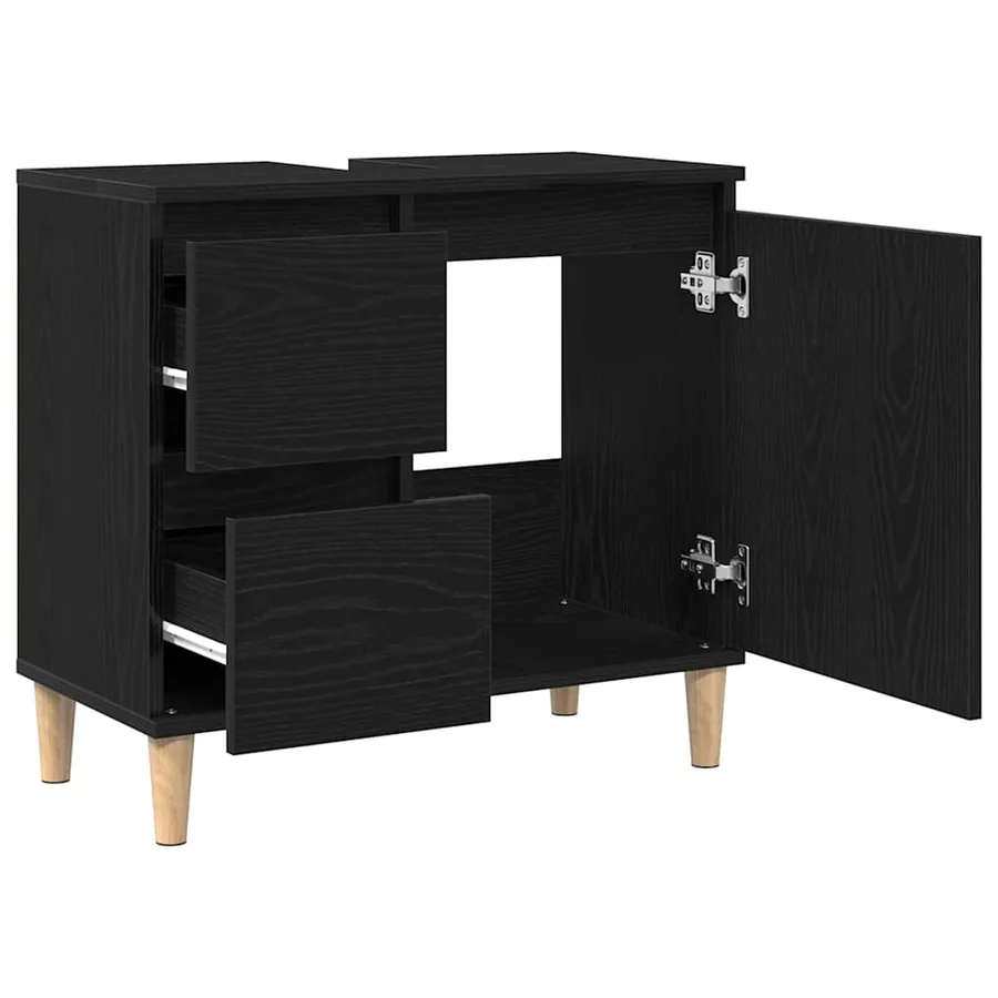 Cabinet de salle de bain avec tiroir Chêne noir 65 x 33 x 60 cm - 5