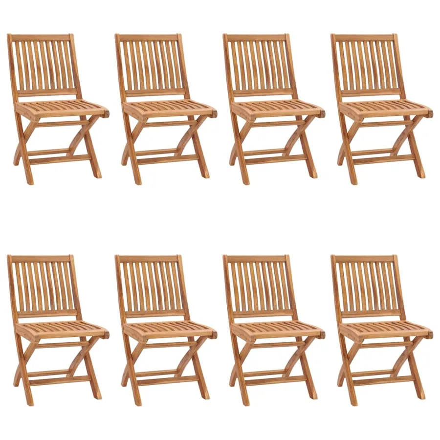 Chaises pliables de jardin avec coussins lot de 8 Teck solide - 3