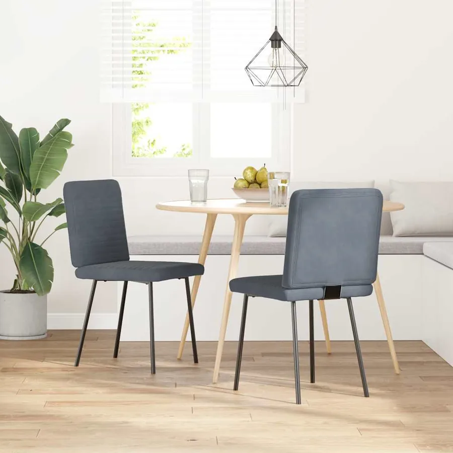 Chaises à manger lot de 2 Gris foncé Velours - 2