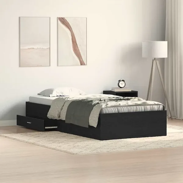 Cadre de lit Chêne noir 90 x 200 cm Bois d'ingénierie