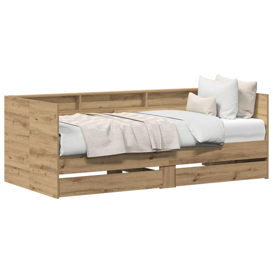 Lit d'appoint Chêne artisanal 90 x 190 cm Bois d'ingénierie - 2