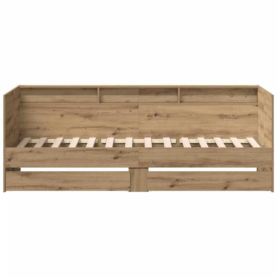 Lit d'appoint Chêne artisanal 90 x 190 cm Bois d'ingénierie - 4