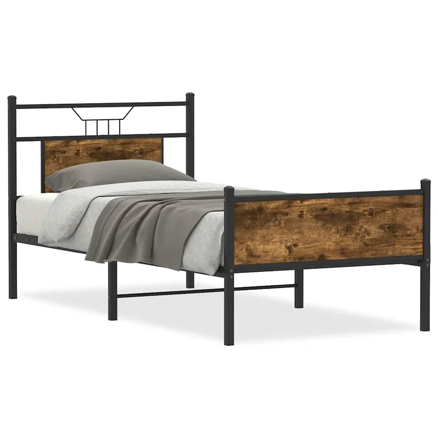 Cadre de lit sans matelas chêne fumé 90x190cm bois d'ingénierie - 2