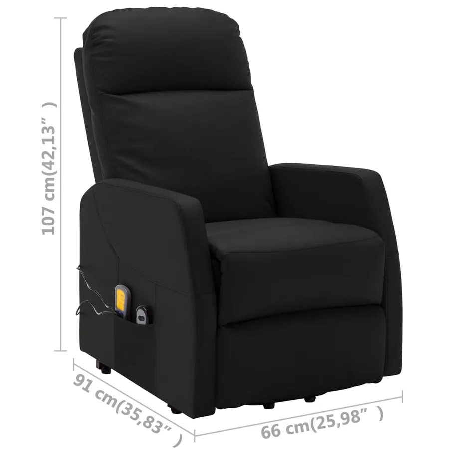 Fauteuil de massage Noir Similicuir - 8