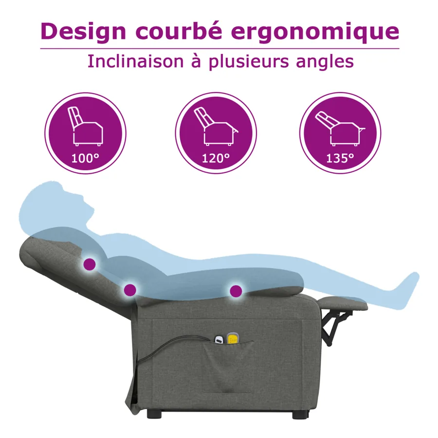 Fauteuil de massage Noir Similicuir - 9