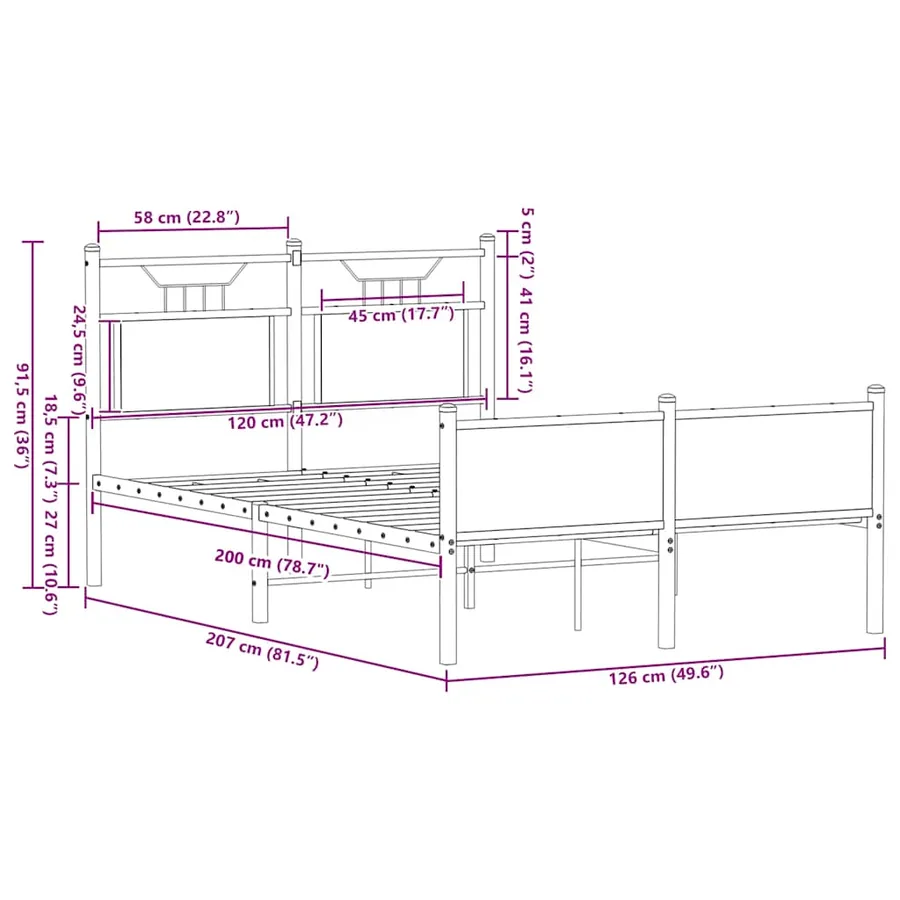 Cadre de lit sans matelas chêne fumé 120x200 cm bois ingénierie - 11