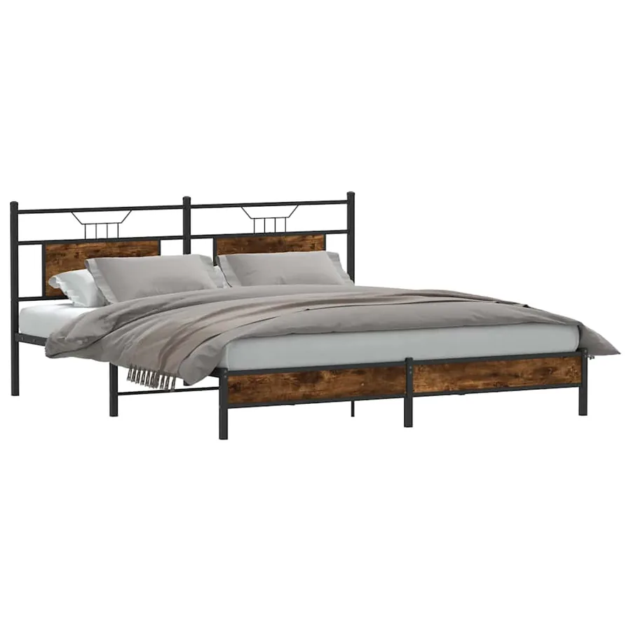 Cadre de lit sans matelas chêne fumé 183x203 cm bois ingénierie - 3