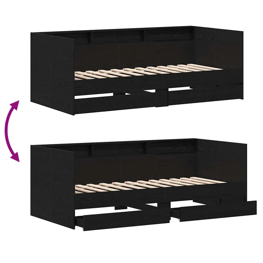 Lit d'appoint Chêne noir 90 x 200 cm Bois d'ingénierie - 10