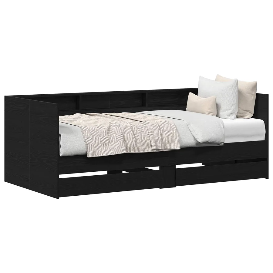 Lit d'appoint Chêne noir 90 x 200 cm Bois d'ingénierie - 2
