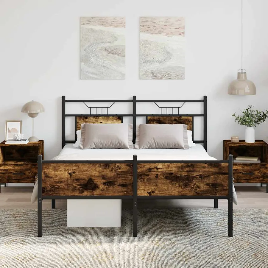 Cadre de lit sans matelas chêne fumé 140x190 cm bois ingénierie - 4