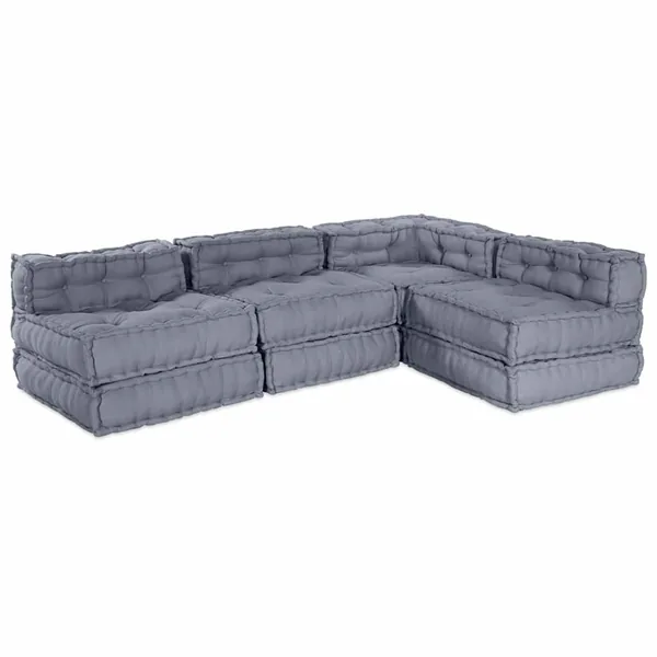 Unité de canapé modulaire 4 pcs Gris Tissu