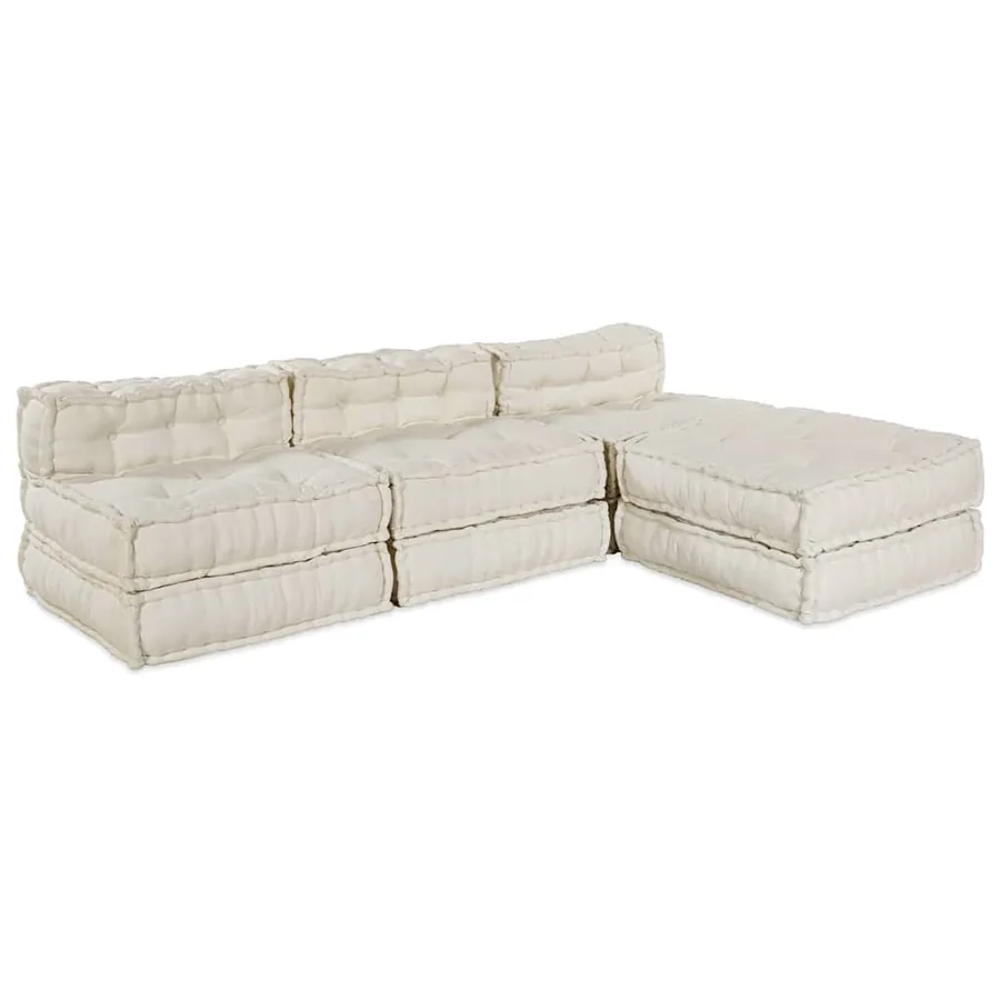 Unité de canapé modulaire 4 pcs Crème Tissu