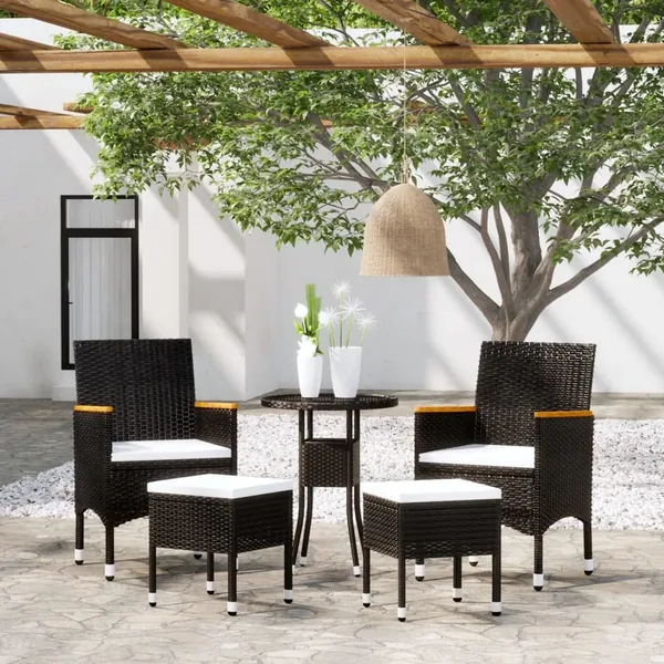 Salon de jardin 5 pcs Résine tressée Noir