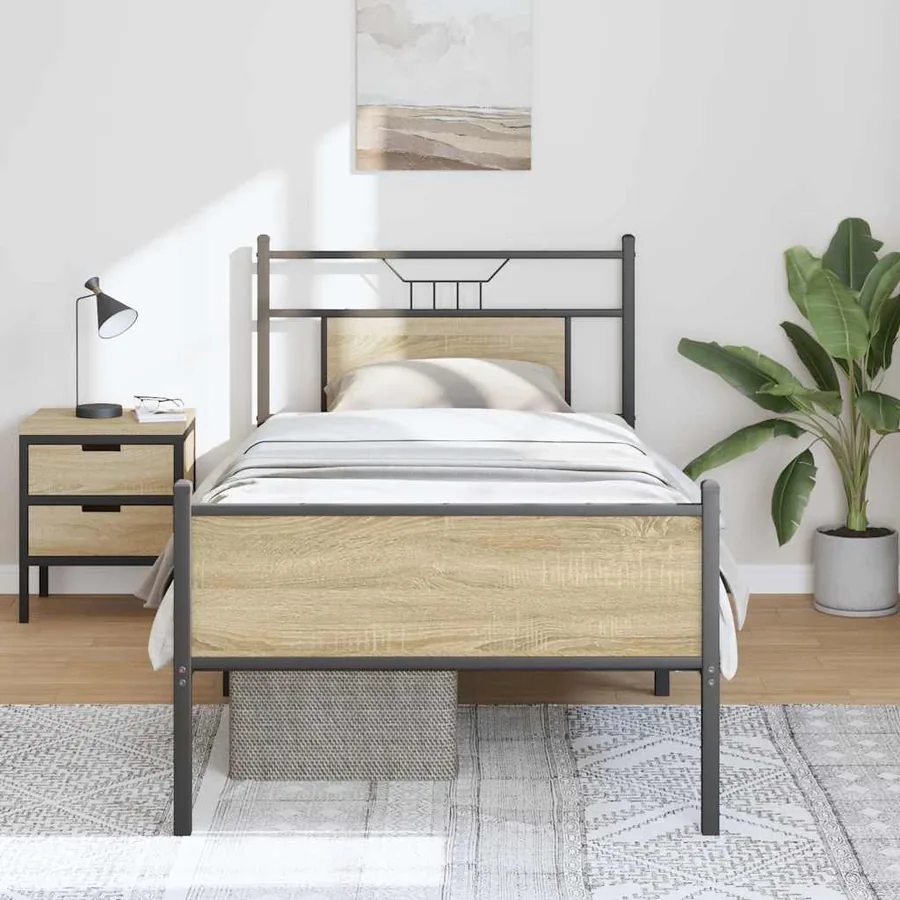 Cadre de lit sans matelas chêne sonoma 90x190 cm - 4