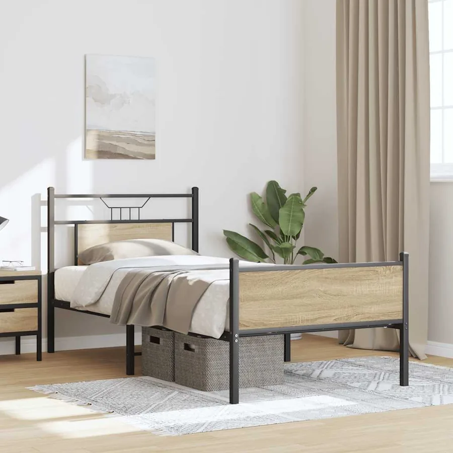 Cadre de lit sans matelas chêne sonoma 75x190 cm - 5
